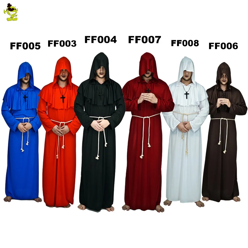 

Men's Monk Medieval Renaissance Priest Costume Halloween Party Cosplay Purim Holiday Friar Male Role Play Friar Monk Costumes