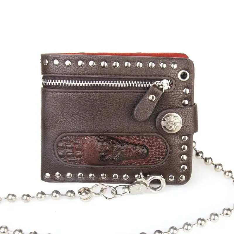 Мужской кожаный кошелек в стиле стимпанк готический с заклепками винтажный на