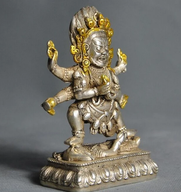 ZSR 922+++5&quotold tibet buddhism silver gilt Mahakala Vajrakilaya Deity Buddha Phurpa statue | Дом и сад