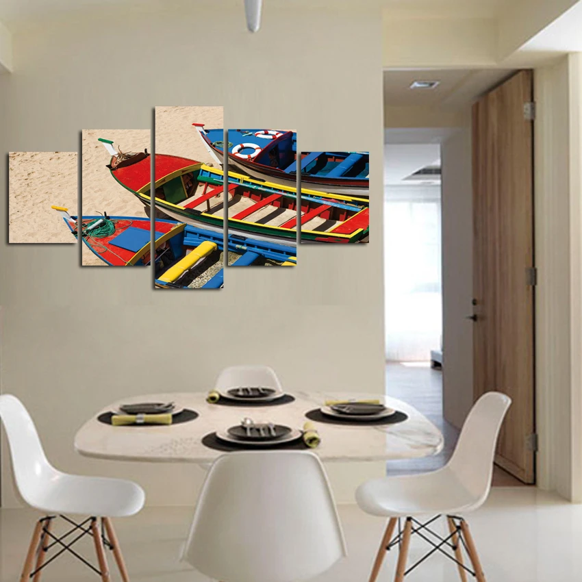 Fashion Canvas Printing Boats 5 pieces Picture Print Home Decoration On Wall For Living Room Bedroom Restaurant A50 Дом и сад