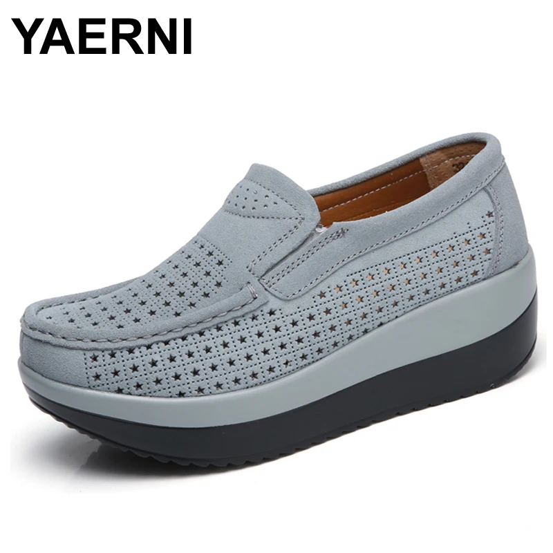 Женские замшевые мокасины на платформе YAERNI весенние лоферы плоской подошве