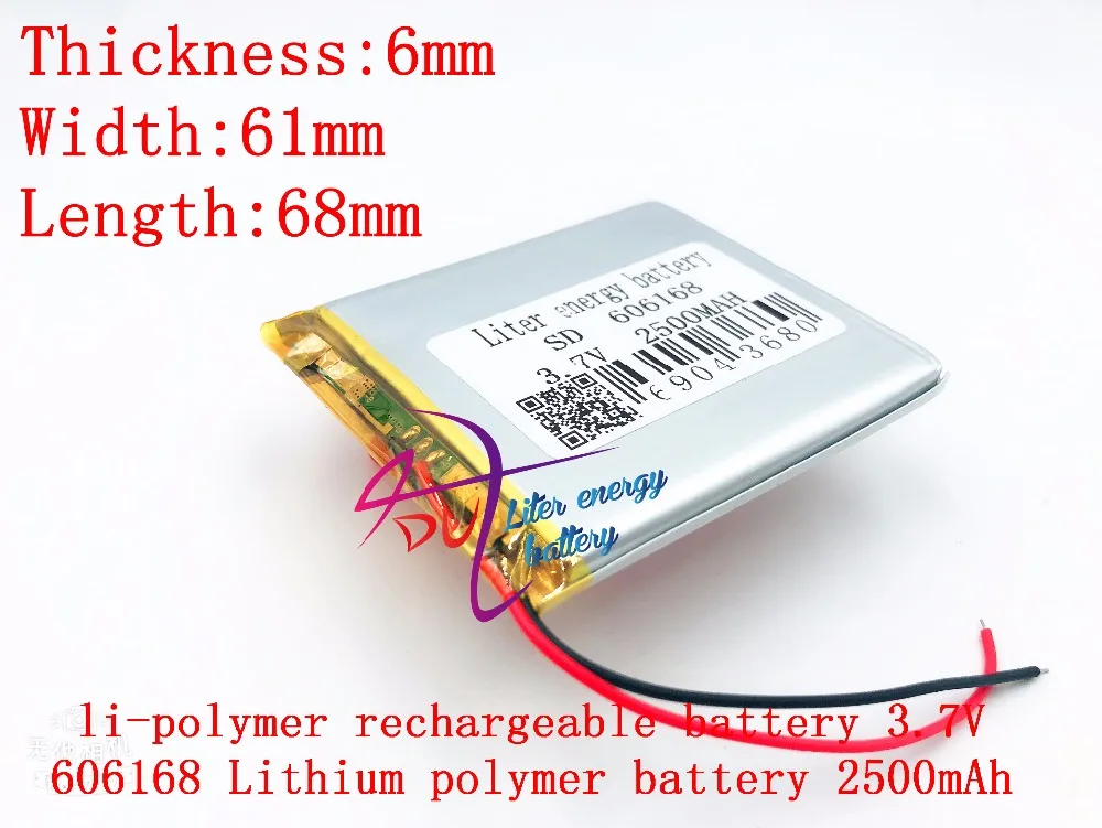 3 7 V 2500 mAH 606168 PLIB полимерный литий ионный/литий ионный аккумулятор для GPS mp3 mp4 mp5 dvd