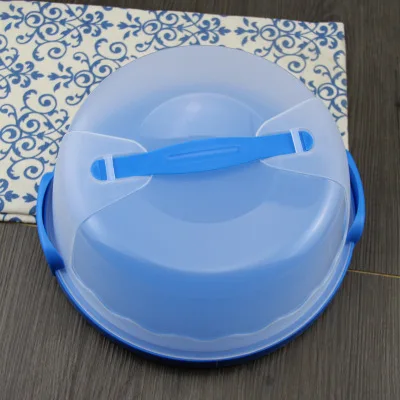 10 Inch Colorful Plastic Cake Storage Case Cake Container Silicone Container Portable Carry Box for CupCake Kitchen Accessories - Цвет: Синий