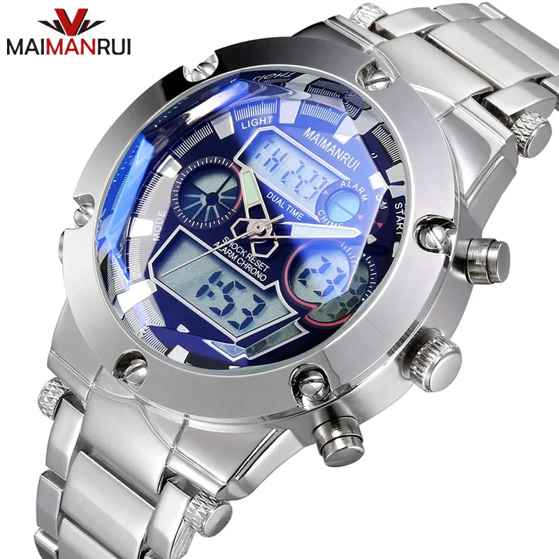 Бренд MAIMANRUI мужские наручные часы цифровые многофункциональные