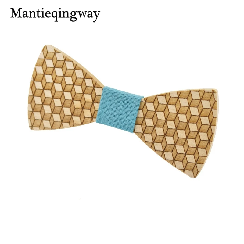 Mantieqingway Высококачественная деревянная клетчатая галстук-бабочка полосатый для