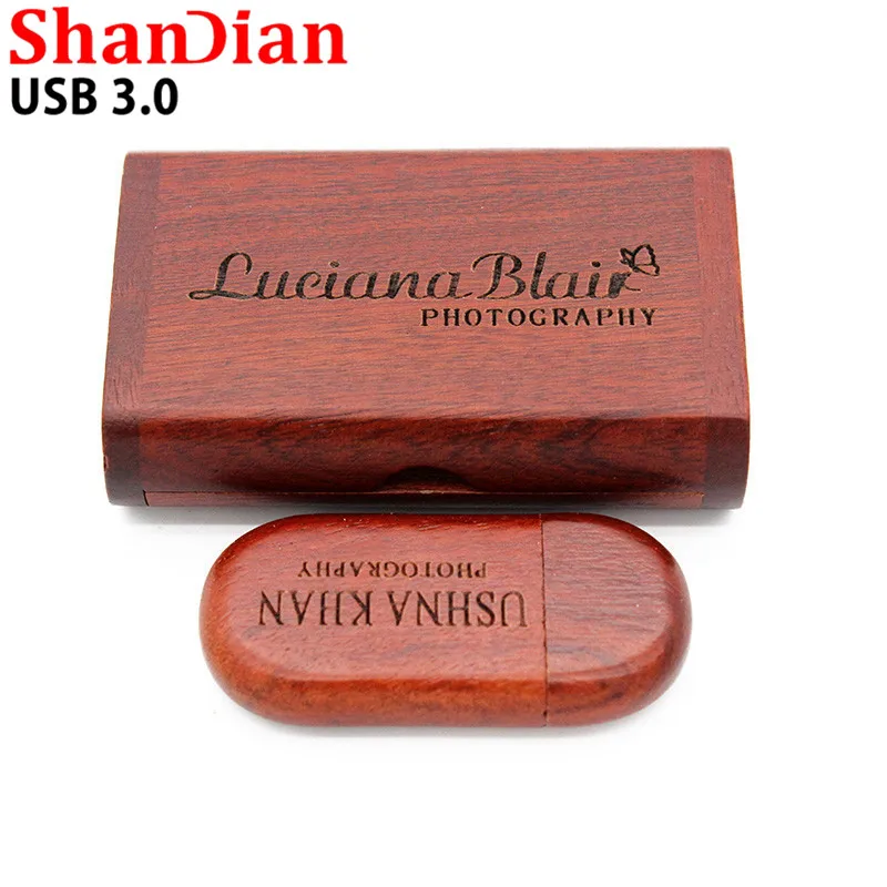 SHANDIAN USB 3 0 логотип на заказ Деревянный usb + коробка персональный ручка накопитель 8