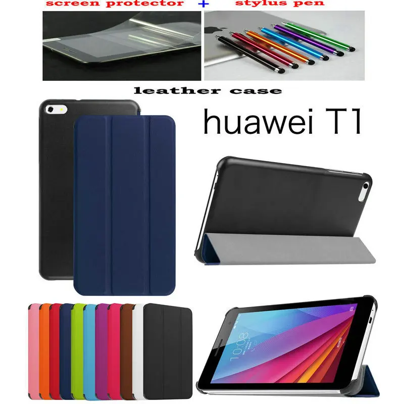 Личи кожаный чехол подставка funda для huawei MediaPad T1 T2 7 0 701u планшета + Бесплатный