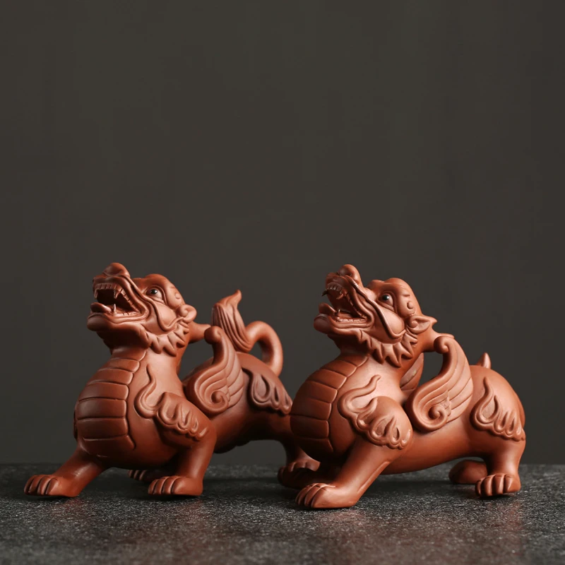 

Creative Purple Clay Brave Troops Tea Pet Office Kung Fu Tea Set Accessories Home Auspicious Decoration Ornaments Craft for Gift