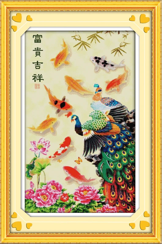 

Wealth and good fortune cross stitch kit 14ct 11ct pre stamped canvas cross stitching embroidery DIY handmade needlework