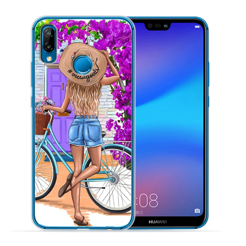 Модный чехол для девочек Huawei P20 Lite P30 Pro P8Lite P9Lite 2017 P Smart Capa мягкий силиконовый Etui |