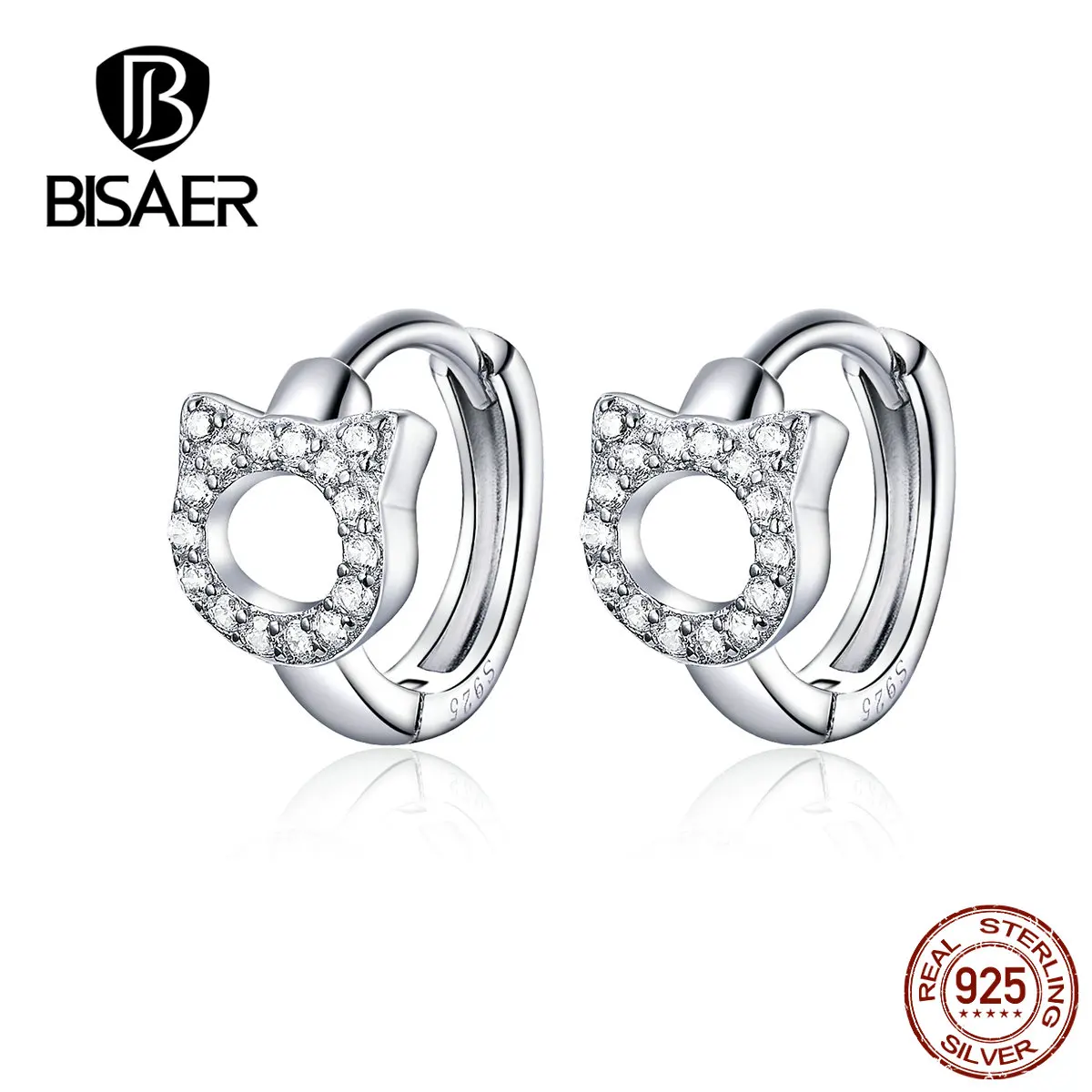 Серьги-гвоздики женские из серебра 925 пробы в виде кошки | Украшения и аксессуары