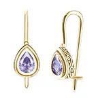 PURPLE 1 Серьги-капли из стерлингового серебра 925 пробы для женщин, украшения, серьги из кубического циркония, Новое поступление, ювелирные изделия(Jewelora EA103007 - Окраска металла: PURPLE 1