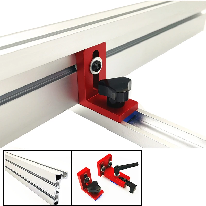 

600/800mm Aluminium Profile 75mm Height Miter Track Stop Sliding Brackets T-Slot Woodworking Workbench DIY Tools