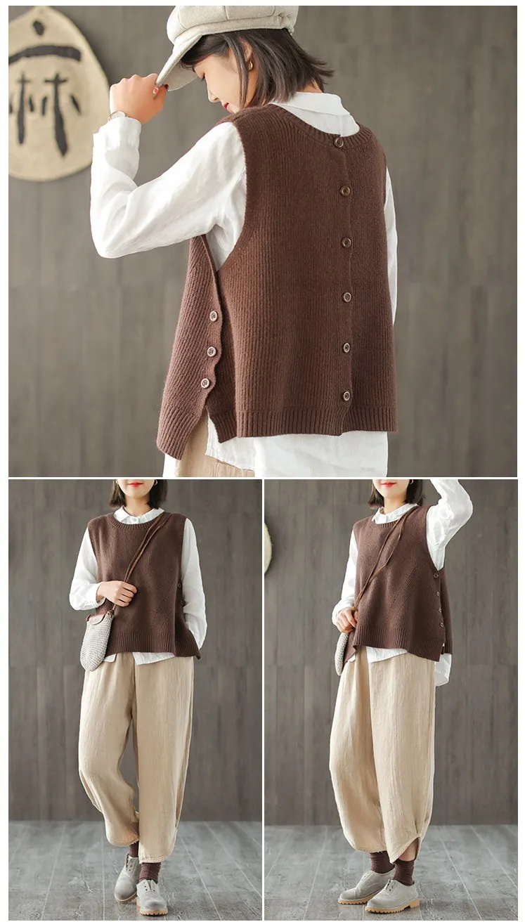 Персонализированные Свободные повседневные трикотажные жилеты ярких цветов с пуговицами на спине весенние женские