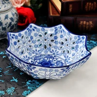 Blue and white lvkong ceramic fruit dish fruit Jingdezhen porcelain basket sugar fruit of modern Chinese Home Furnishing decorat