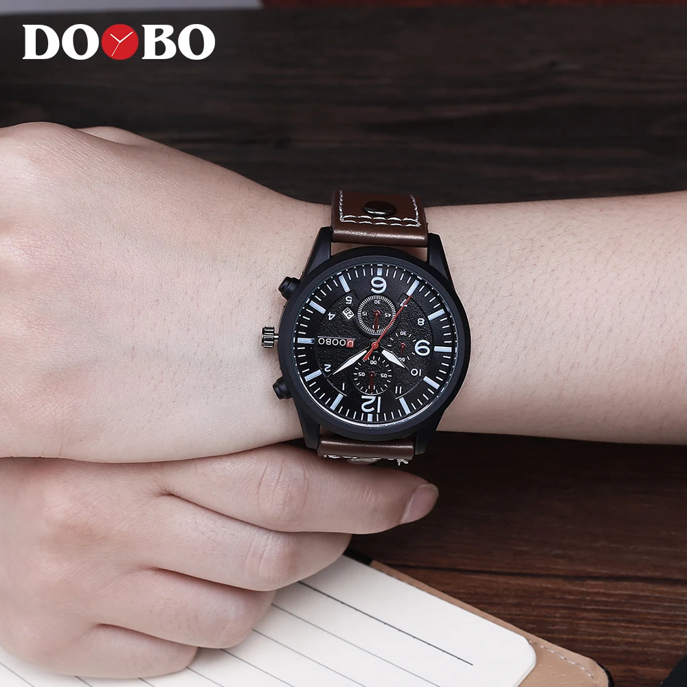 

DOOBO Top Brand Luxury Men Fashion Casual Watches Men sport Military Quartz Analog Date Clock Man men Wristwatch leather