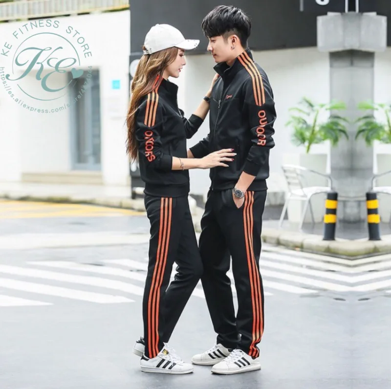 Negro y Naranja Спортивный комплект унисекс Chandal de hombre спортивный костюм для женщин chandal de mujer тренировочный костюм женский спортивный костюм fato de treino mulher - Цвет: Negro y Naranja