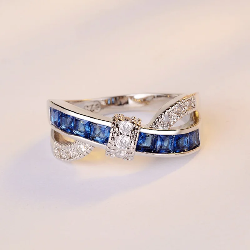 Женское кольцо с кристаллами HY4606 классическое свадебное бантом подарок новинка