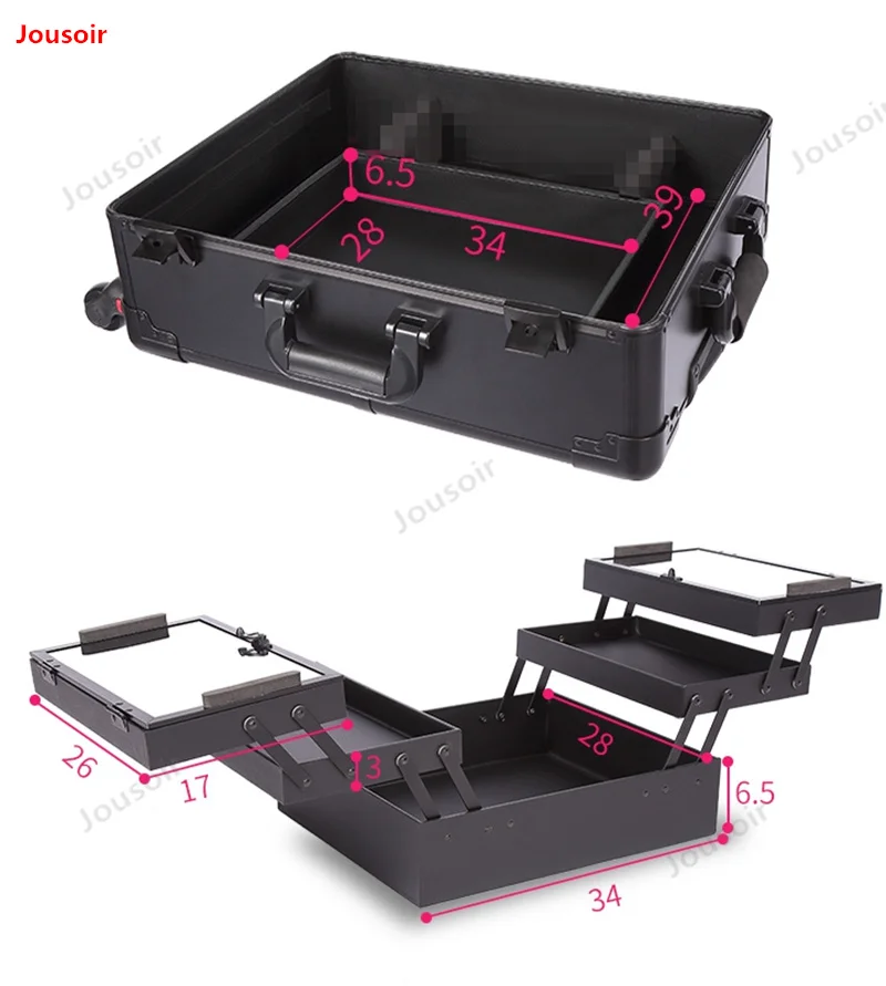 Baggage Aluminum frame profelssional makeup beauty Lighting Rolling Luggage trolley light make up case bag suitcase box T03CD05Y |