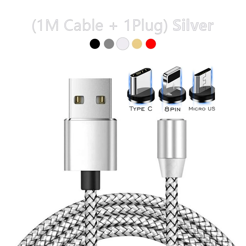 Магнитный зарядный кабель Micro usb type C кабель для освещения 2A Быстрая зарядка USBC/type-C для huawei P30 Pro P30 Lite - Цвет: Silver Cable Plug