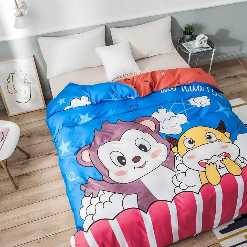

2019 Red Blue Monkey Cow Duvet Cover Bed Cover Soft Cotton Twin Full Queen Size Bedlinens Quilt Cover Lid No Comforter