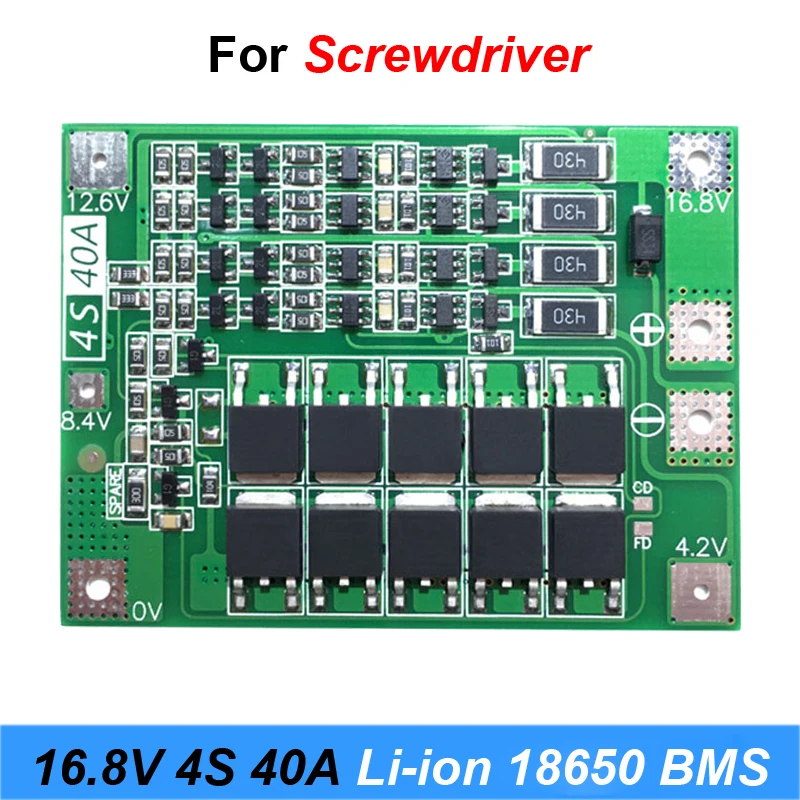 4S 40A батарея 18650 зарядное устройство PCB плата защиты BMS с балансом для отвертки 14 8 в