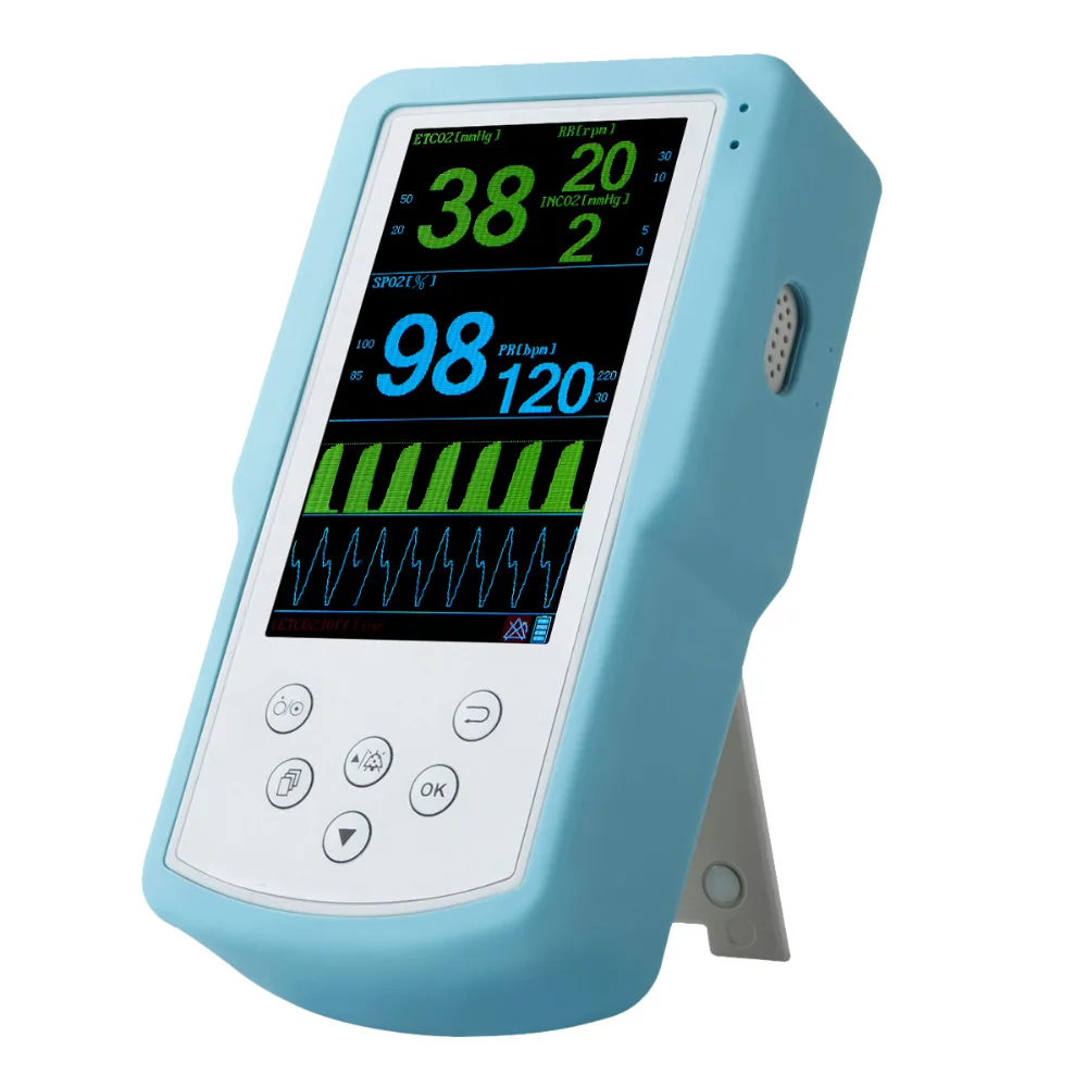 Ручной EtCo2 монитор Co2 Монитор датчик Healthecare Spo2 и Etco2 Capnograph Monitor с Sidestream для