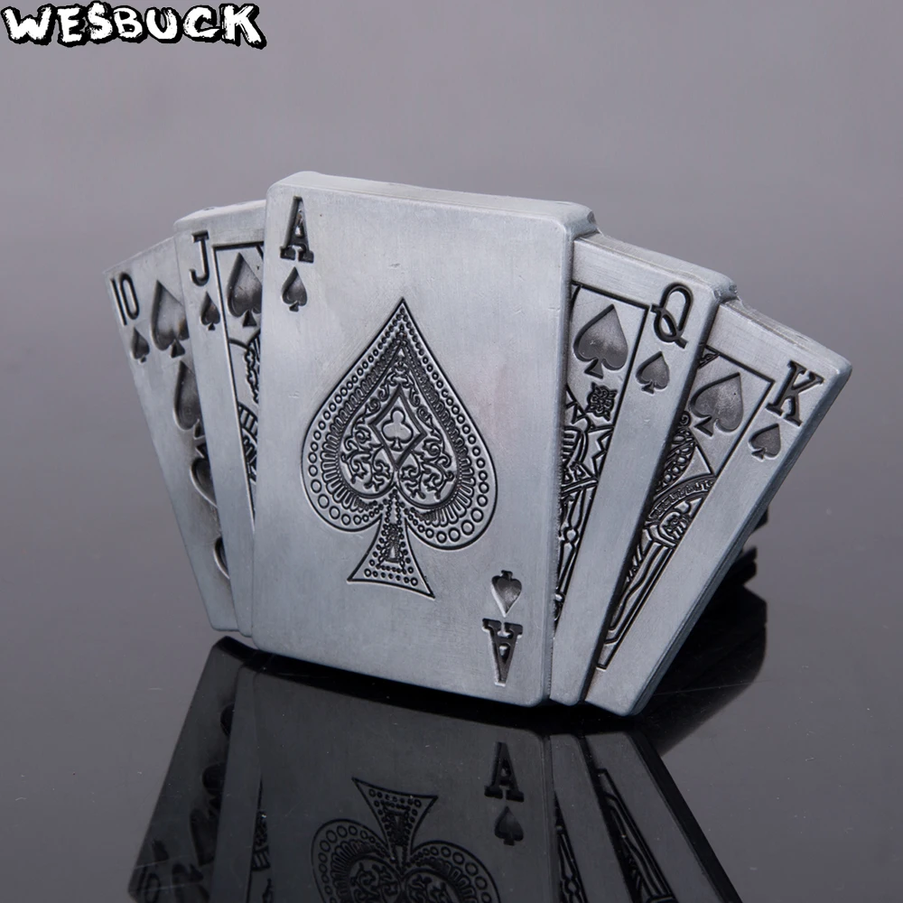 WesBuck Фирменная розничная продажа новый стиль 10JQKA пряжка для ремня с карточкой