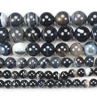 natural smooth black stripe agates 4 14mm round beads 15 wholesalebeads for jewellery making free shipping