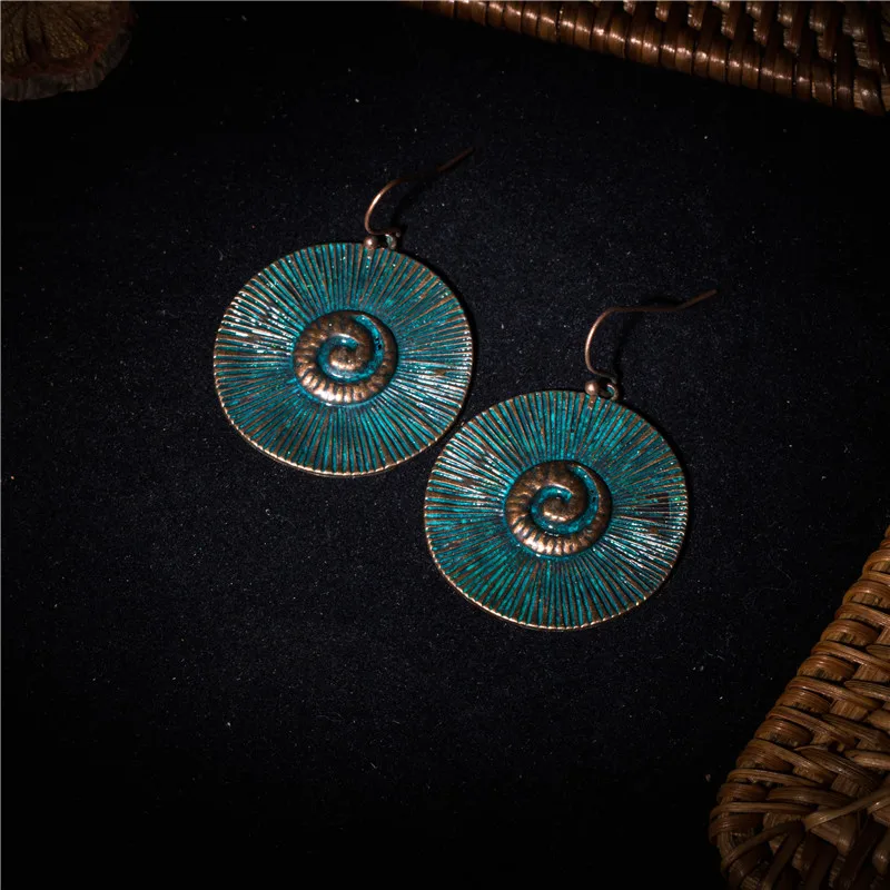 Women Vintage Retro Antique Red Copper Alloy Earrings Hoop handmade Dangle Drop Earring for Women|earrings for|dropping earrings womenalloy drop |