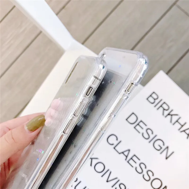 Transparent sequins stars bears phone case For iphone 6 6s 7 8plus luxury hard shell X XS MAX XR back cover |