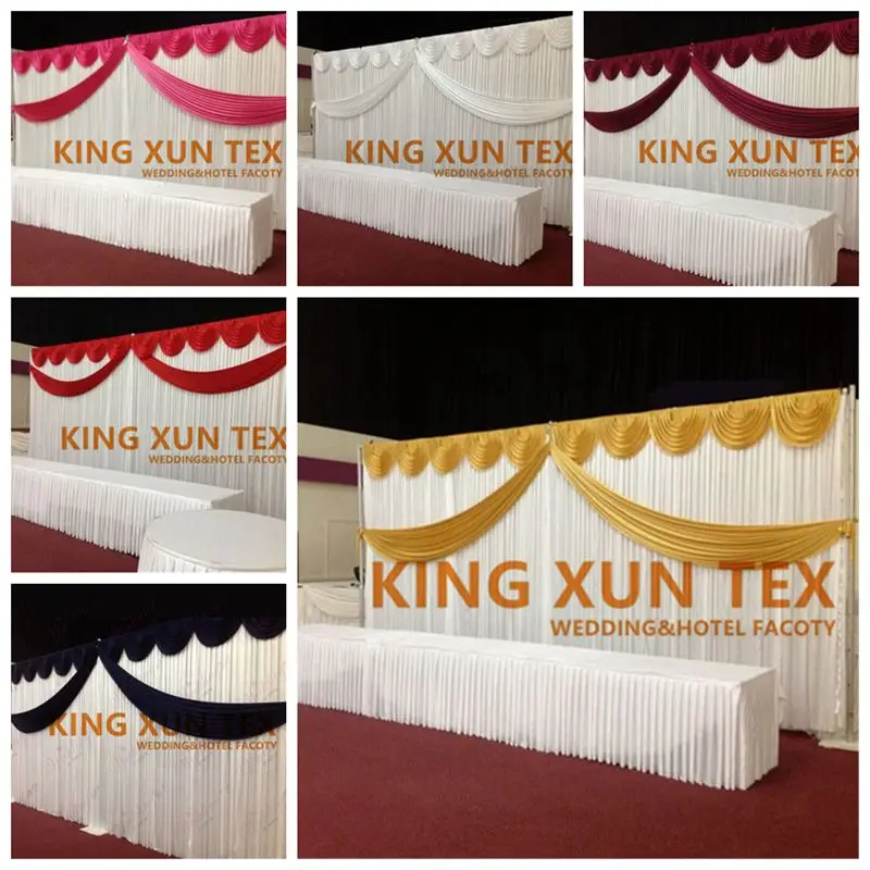 

Party Backdrops Ice Silk Wedding Backdrop Curtain With Colorful Swag Drapery Valance For Event Party Decoration