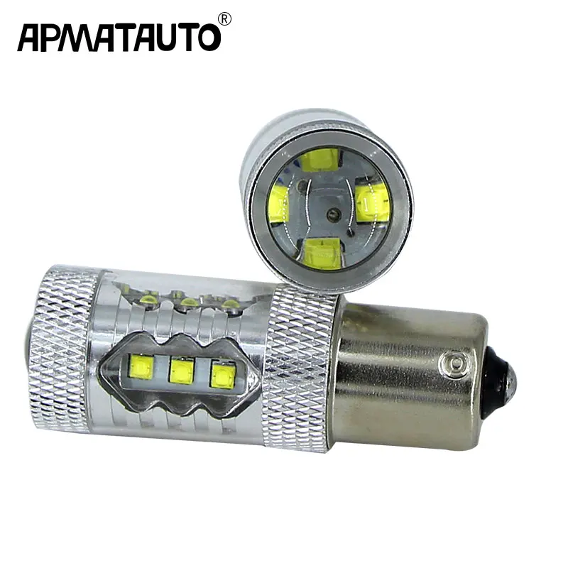 

Лампа светодиодная Apmatauto, 2x1156 BA15S P21W, 80 Вт, для автомобиля, 12 В, 6000 К