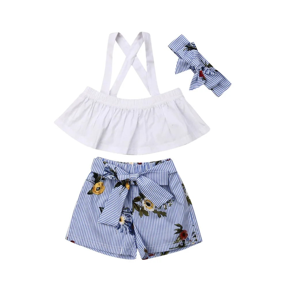 Однотонные топы с лямкой на шее для новорожденных и маленьких девочек + шорты в