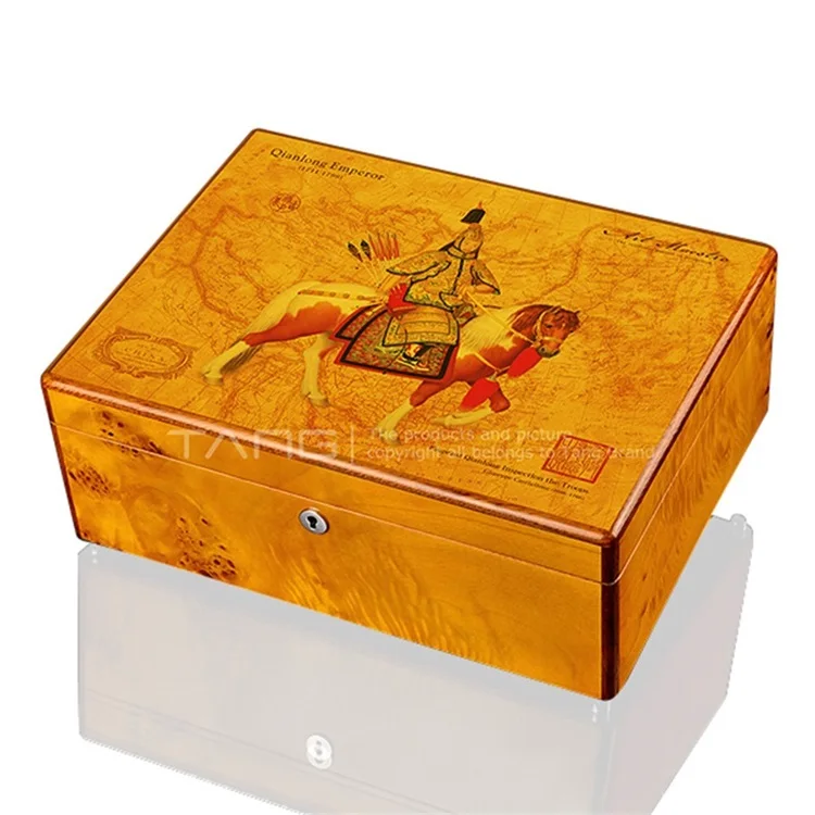 A CIGARLOONG увлажняющая коробка для сигар из кедра и дерева, шкаф для увлажнения, 2 части, большая емкость, подходит для 60-80 сигар, деревянный ящик для увлажнения - Цвет: A