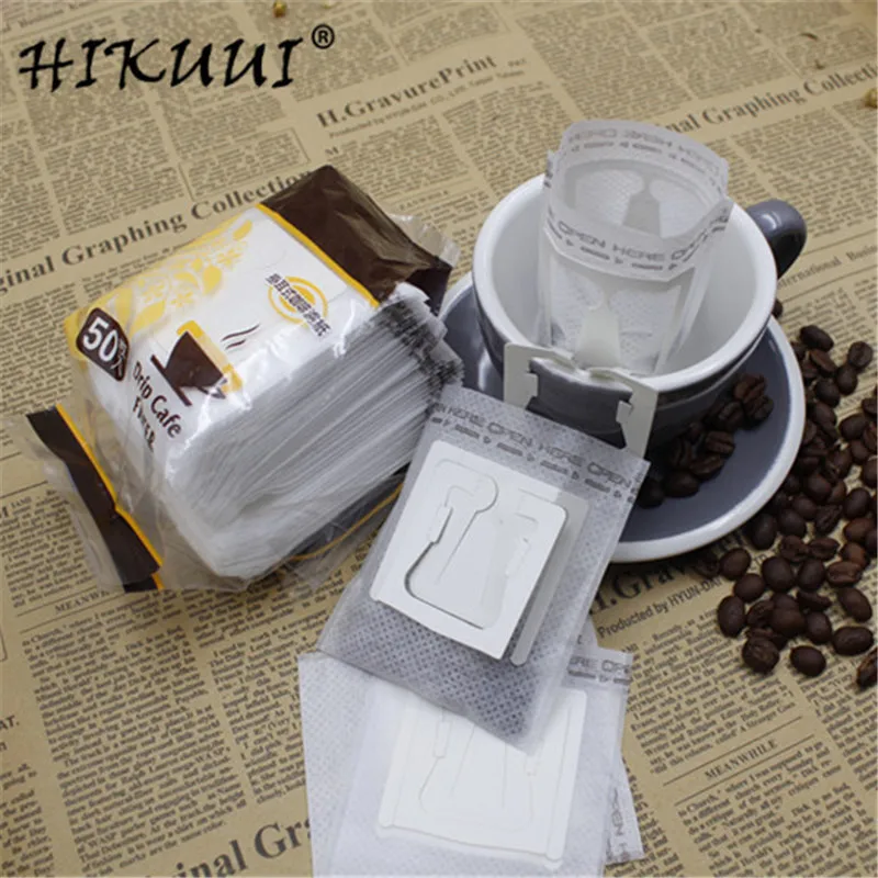 HIKUUI 50 шт/100 шт/150 шт одноразовые капельные кофейные чашки фильтр пакеты Висячие чашки кофейные фильтры кофейные и чайные инструменты