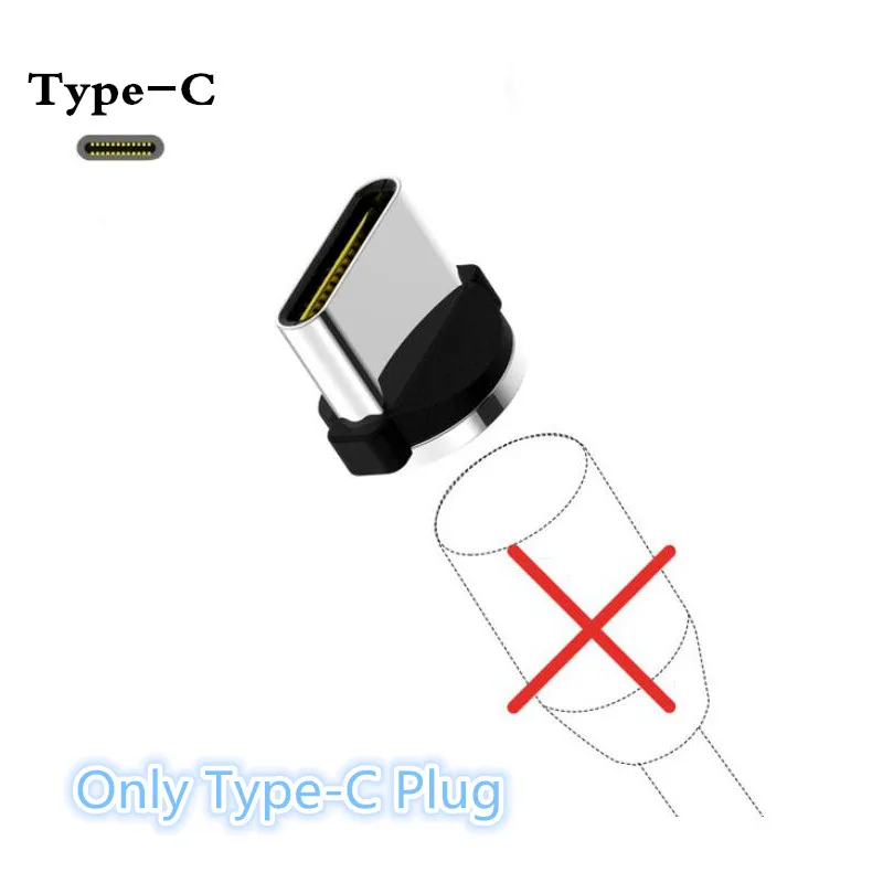 For Type C Plug Only Светодиодный магнитный кабель Micro USB для iPhone X, 8, 7, 6 Plus, samsung, S9, магнит для мобильного телефона, 2.4A, быстрое зарядное устройство, Кабель Microusb, кабель type-C - Тип штекера: For Type C Plug Only