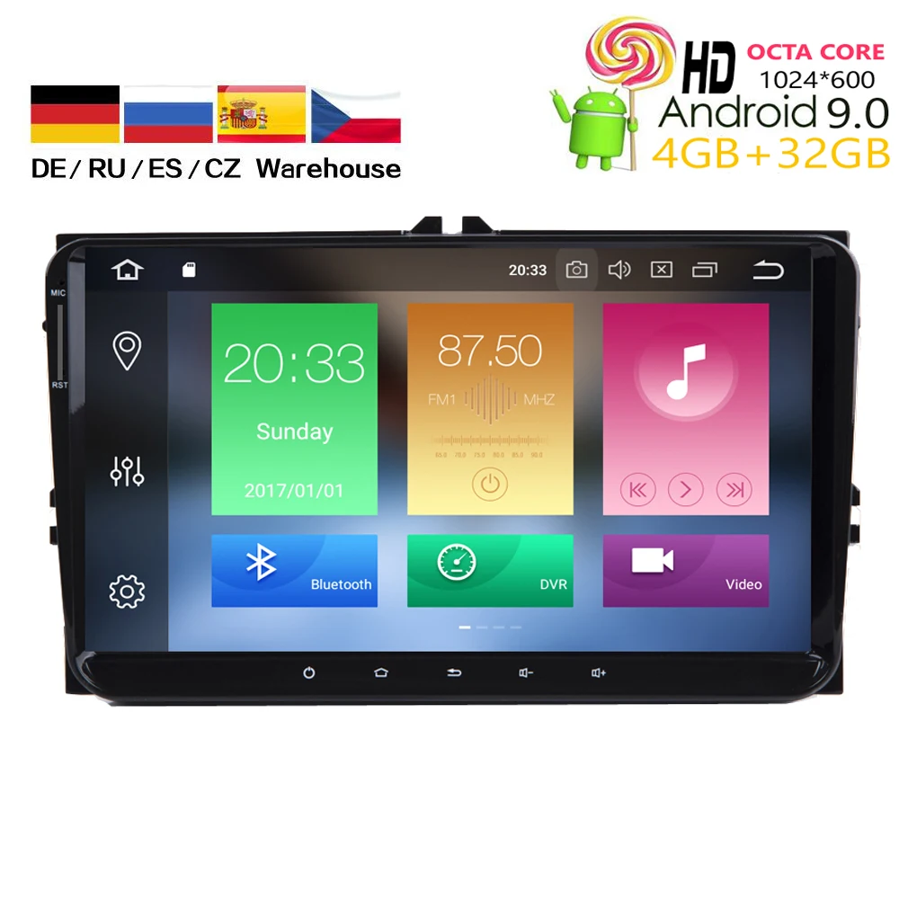 Автомобильный DVD плеер HIRIOT 9 &quotIPS Android 0 GPS для VW PASSAT CC GOLF POLO CADDY SKODA Octa Core радио 4G 32G BT
