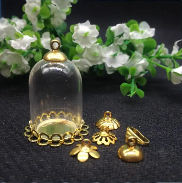 5 компл./лот 25*18 мм широкий рот трубчатый стеклянный глобус с золотым двойным