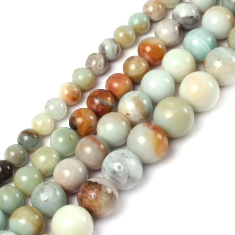 

Бусины круглые из камня амазонита, 4-20 мм, 15 дюймов