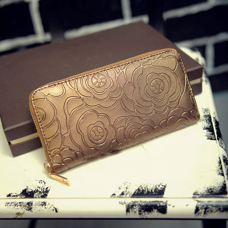 2018 модные женские туфли Цветочный принт из натуральной кожи бумажник сцепления