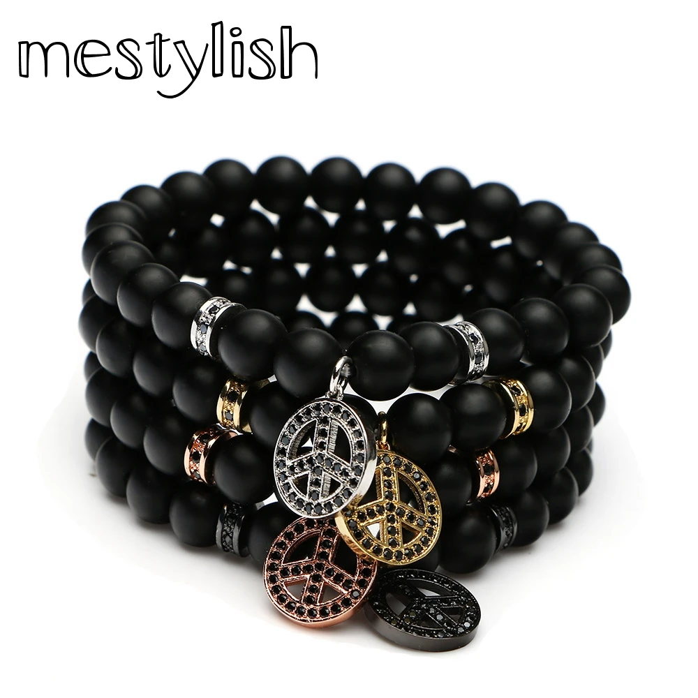 Новый красивый браслет Mestylish с символом мира бусинами из натурального камня