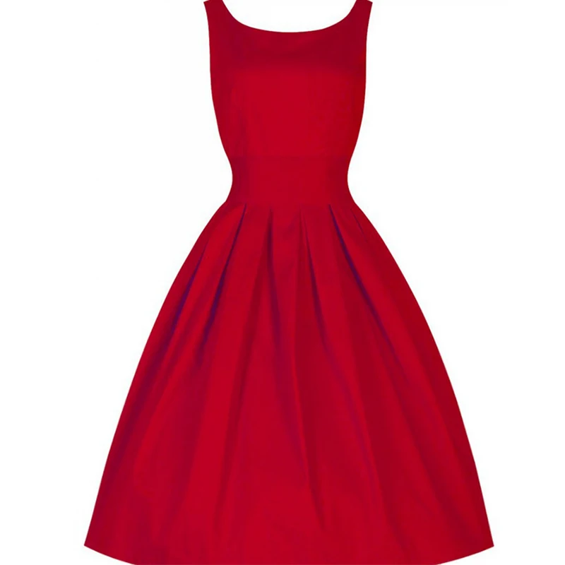 Kostlich Summer Dress Elegant Women O-Neck Sleeveless Party Dresses 1950s Vintage Big Swing Office Lady Sundress | Женская одежда