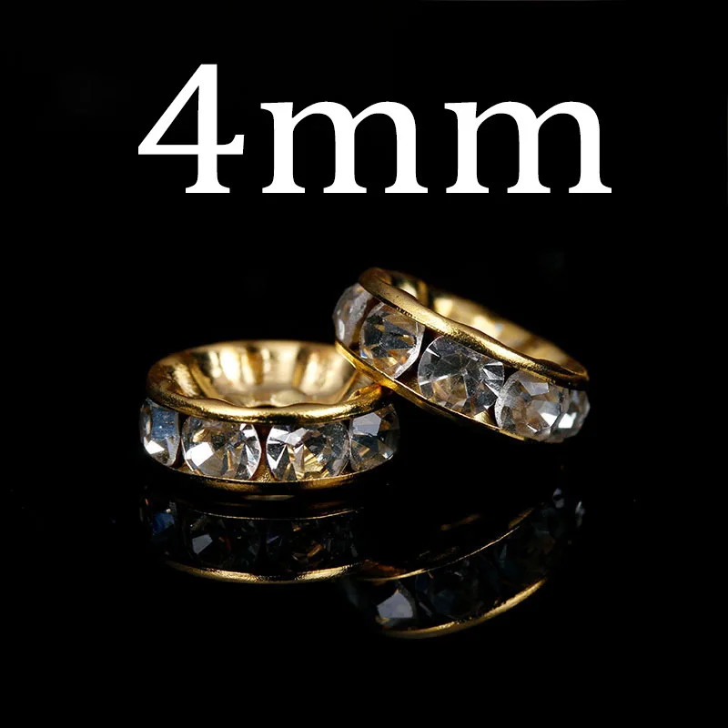 gold 4mm 50 шт./лот, цветные 4, 6, 8, 10 мм, цвет серебро, золото, кристалл, рондели разделительные бусины для изготовления ювелирных изделий, браслет, ожерелья, шайба, бусины - Color: gold 4mm