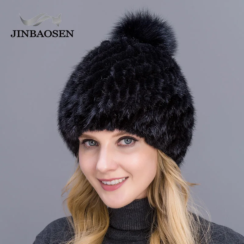 Новая плотная женская шапка JINBAOSEN лидер продаж из натурального меха норки зимняя