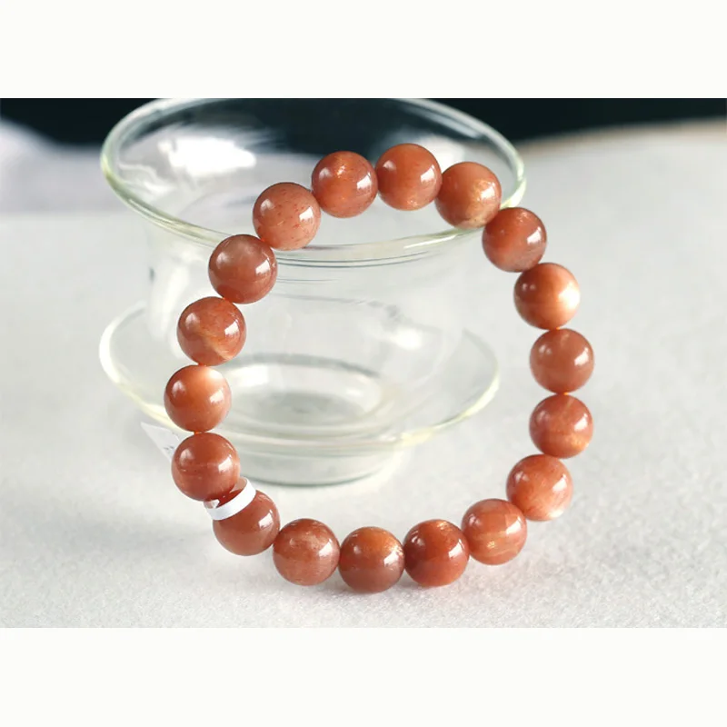 

Free Shipping Natural Gold Sunstone Stretch Bracelet Round Beads 11mm Fit Jewelry DIY Wholesale 03498