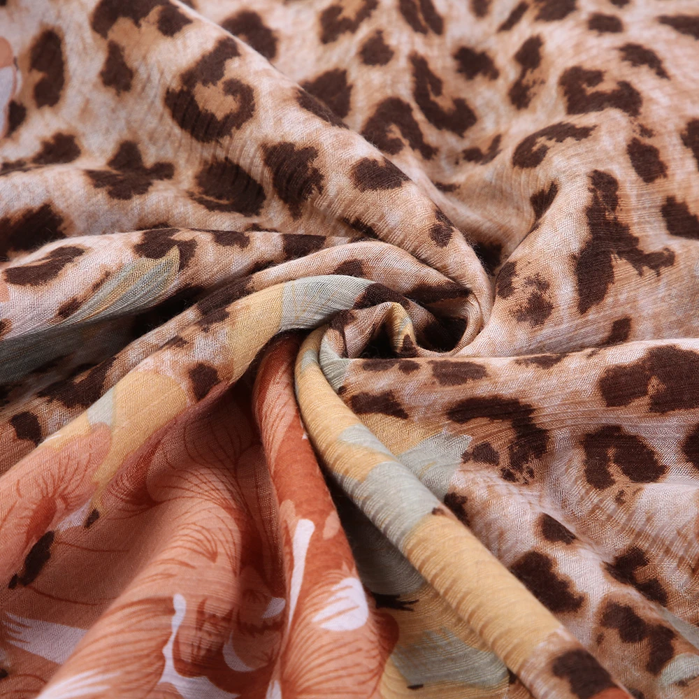 Winfox 2018 New Fashion Flower Leopard Printed Autumn Scarf Shawl Women Soft Long Neck Scarfs Ladies Warp Scarves | Аксессуары для