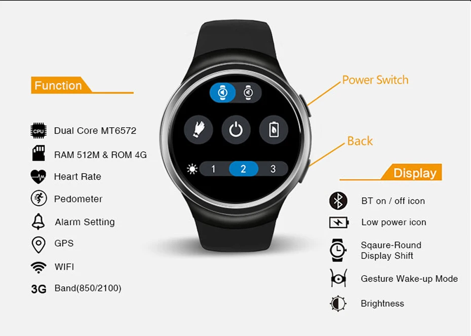 Новые Finow X3 умные часы 3g часы с Bluetooth на android Поддержка сердечного ритма gps play store для android и IOS телефона