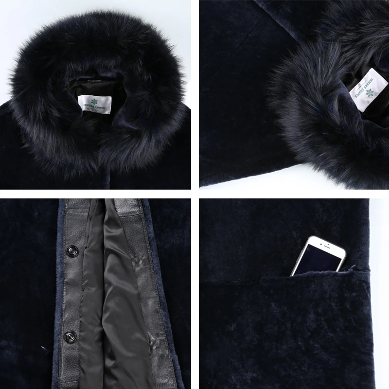 Новое зимнее изделие модная меховая шуба класический стиль синий цвет край