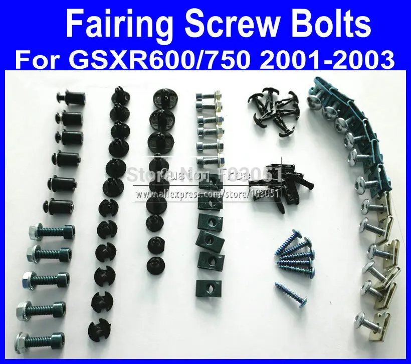

Motorcycle Fairing common screw bolts kit for SUZUKI GSXR 600 750 K1 2001 2002 2003 GSXR600 GSXR750 01 02 03,black fairings bolt